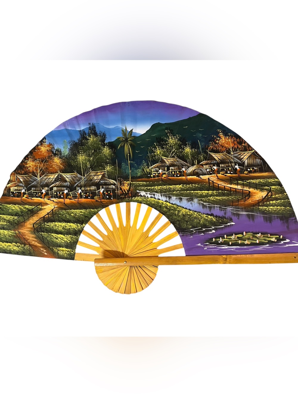 Hand-Painted Village Landscape 
Folding Wall Fan Decor
Amazing!